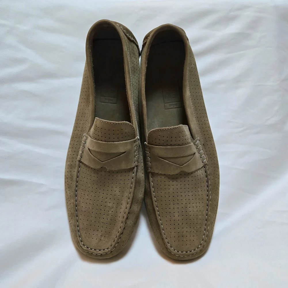 Mercanti Fiorentini 12016 Relax Men's Italian Tan Perforated Leather Loafers 12M
